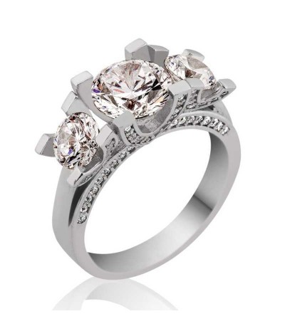 Gümüş 3 Taş Tria Bayan Yüzük