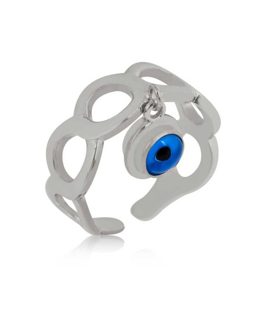 Gümüş Ayarlanabilir Nazar Bayan Yüzük