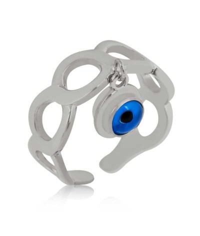 Gümüş Ayarlanabilir Nazar Bayan Yüzük