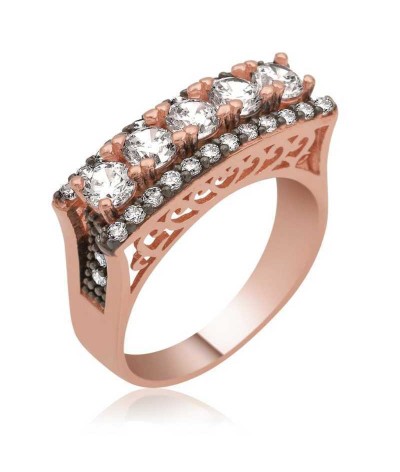 Gümüş 5 Taş Bayan Yüzük