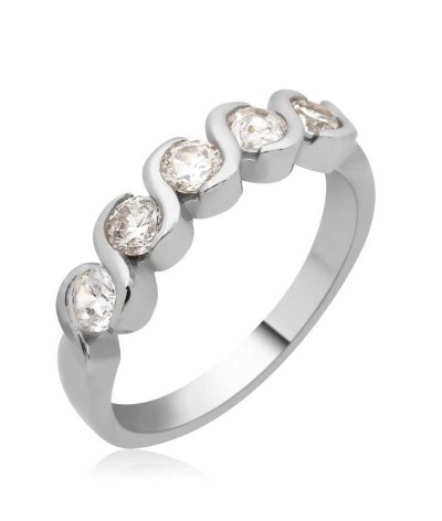 Gümüş 5 Taş Bayan Yüzük