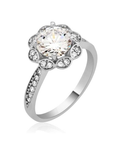 Gümüş Tek Taş Bayan Yüzük