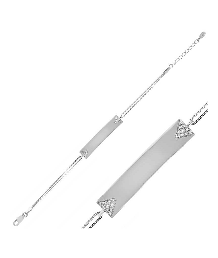 Gümüş İsimli Plaka Bayan Bileklik