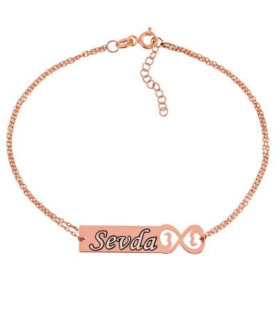 Gümüş Kişiye Özel Sonsuzluk İsimli Bayan Bileklik