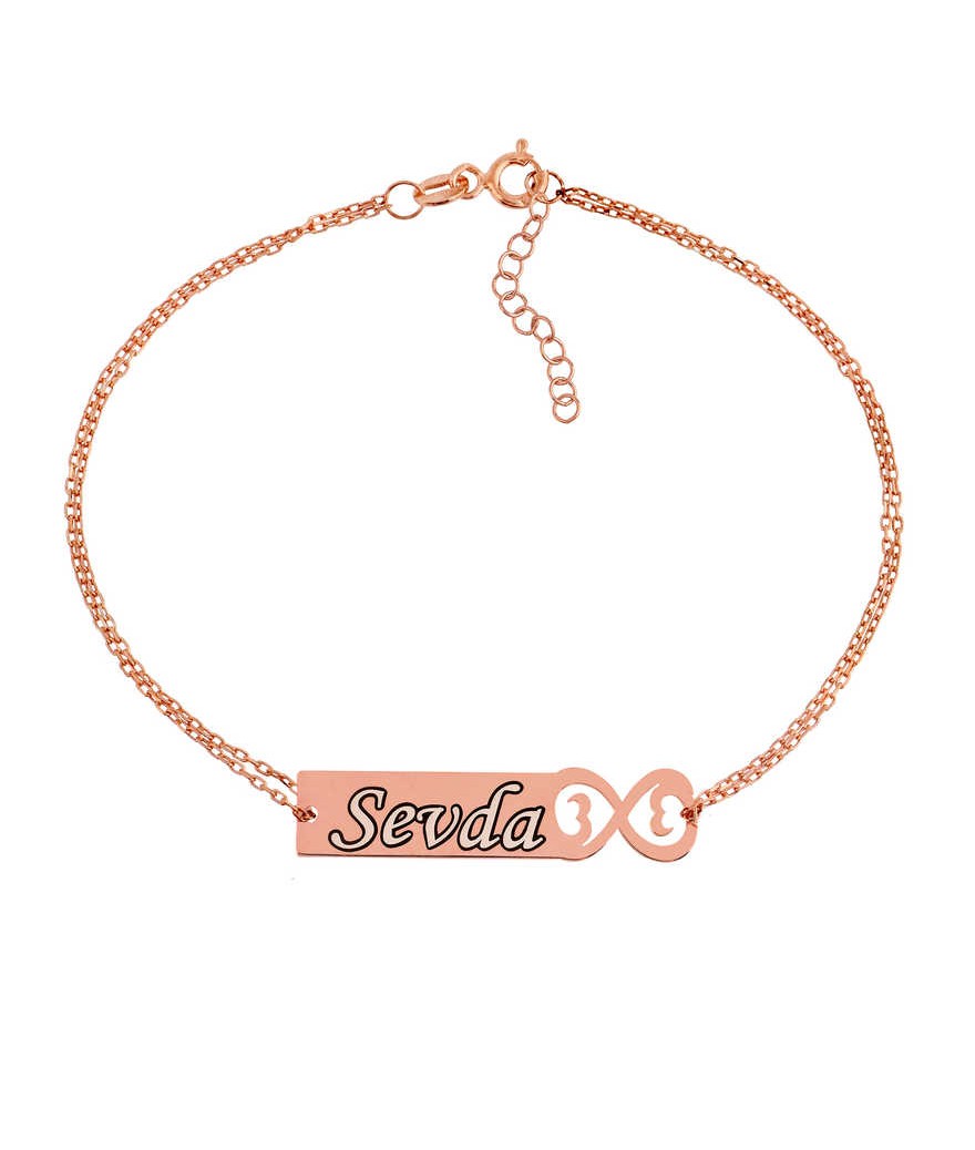 Gümüş Kişiye Özel Sonsuzluk İsimli Bayan Bileklik