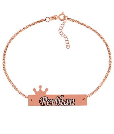 Gümüş Kişiye Özel Taç İsimli Bayan Bileklik