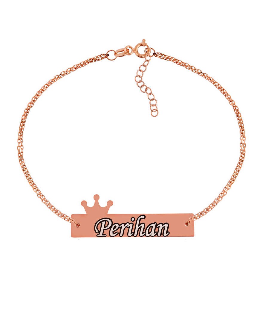 Gümüş Kişiye Özel Taç İsimli Bayan Bileklik