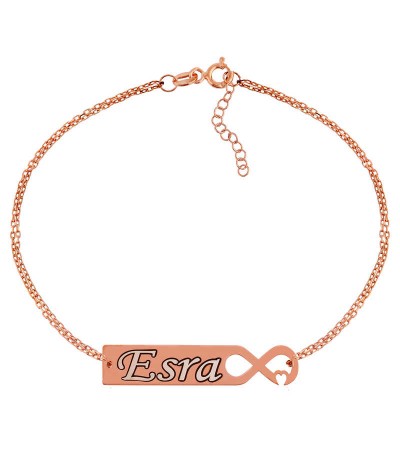 Gümüş Kişiye Özel Sonsuzluk Kalp İsimli Bayan Bileklik