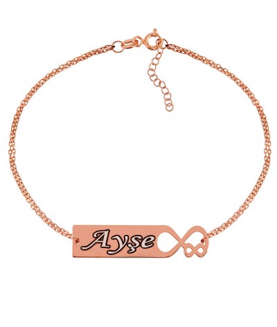 Gümüş Kişiye Özel Sonsuz Aşk İsimli Bayan Bileklik