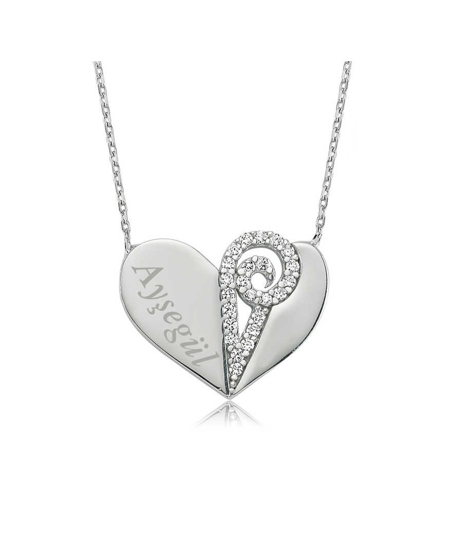 Gümüş İsimli Kalp Bayan Kolye