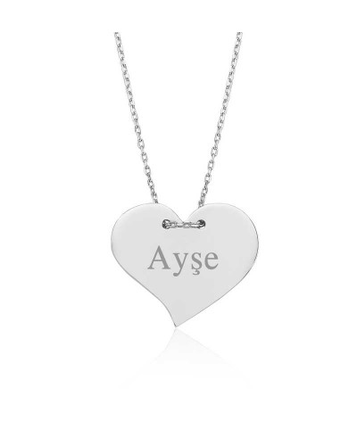Gümüş İsimli Kalp Bayan Kolye