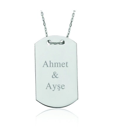 Gümüş İsimli Asker Künyesi Bayan Kolye