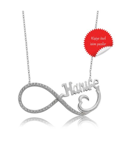 Gümüş İsimli Kalp Sonsuzluk Kolye