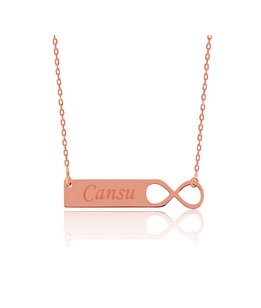 Gümüş Sonsuzluk Plaka İsimli Kolye