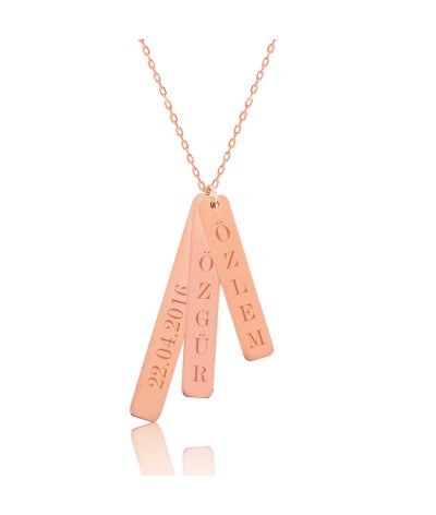 Gümüş İsimlik Çubuk Plaka Kolye