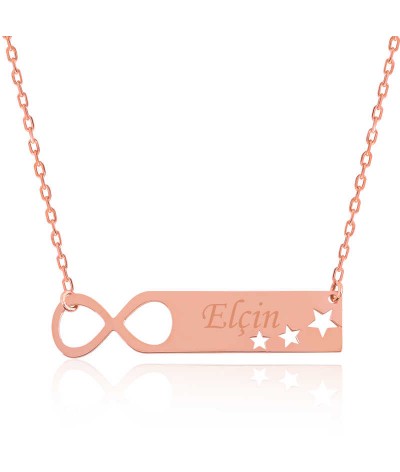 Gümüş Sonsuzluk Yıldızlı Kişiye Özel İsimli Kolye