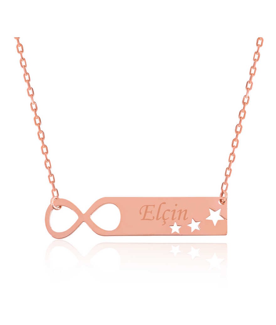 Gümüş Sonsuzluk Yıldızlı Kişiye Özel İsimli Kolye