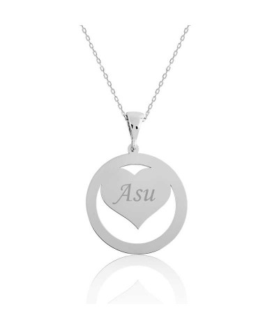 Gümüş Aşk Çemberi İsimli Bayan Kolye