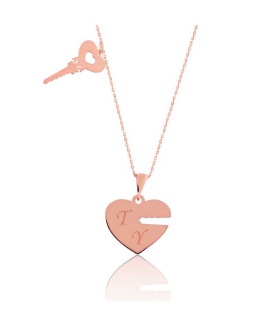 Gümüş Kalbimin Anahtarı İsimli Bayan Kolye