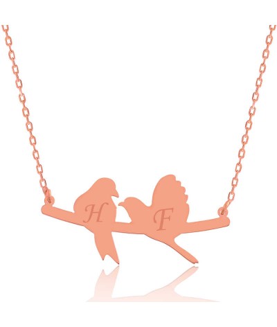 Gümüş Kişiye Özel Sevgi Kuşları İsimli Kolye