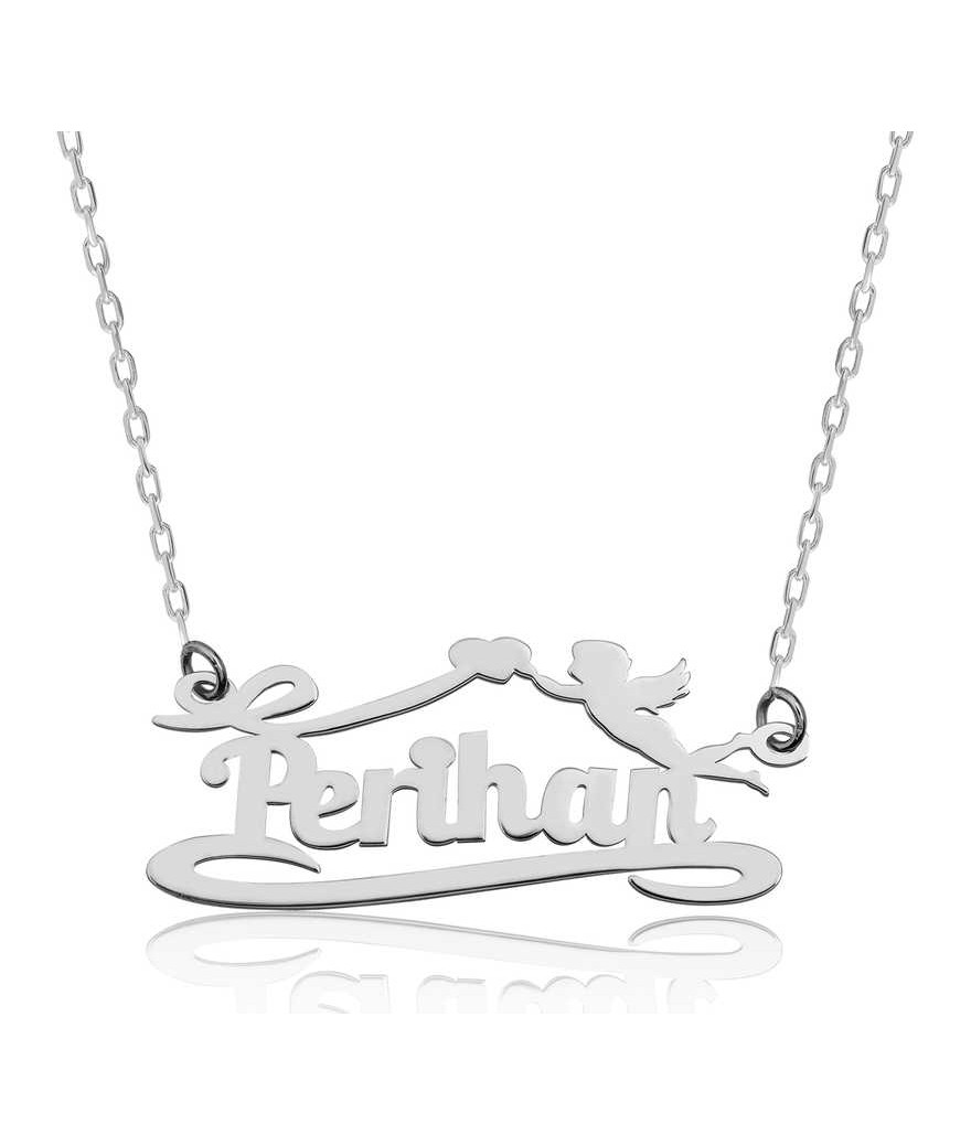 Gümüş Kişiye Özel İsimli Eros Aşk Oku Kolye