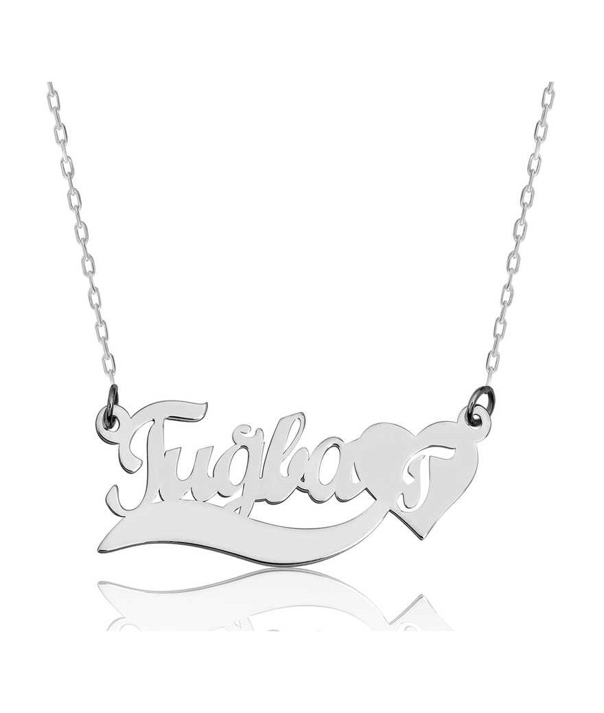 Gümüş Kişiye Özel İsimli Aşk Kolye