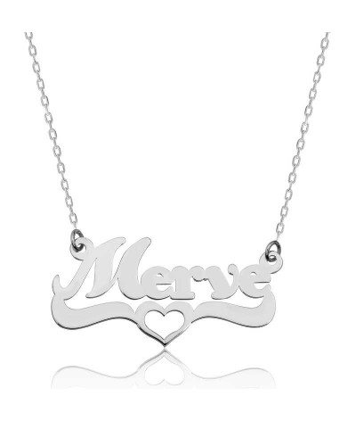 Gümüş Kişiye Özel Kalpli İsim Kolye