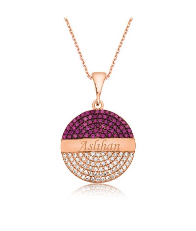 Gümüş Yuvarlak İsimli Bayan Kolye