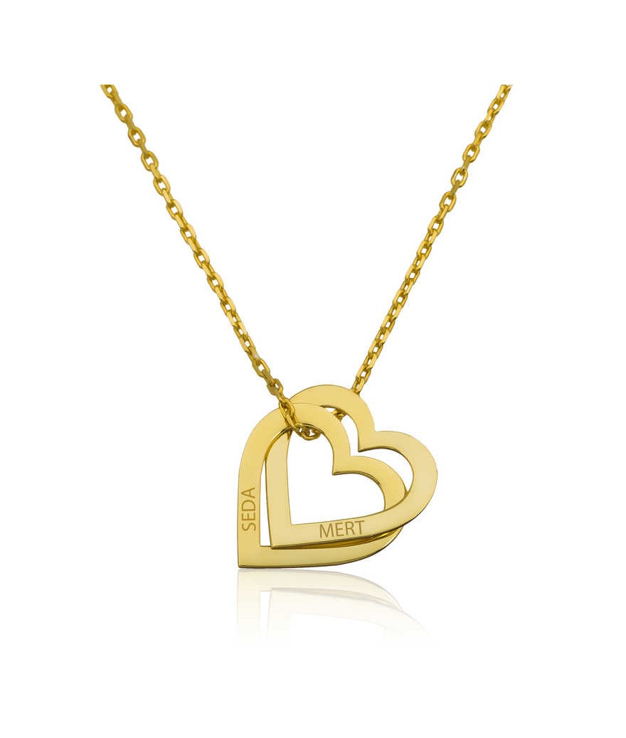 Gümüş Kişiye Özel Kalpler Kolye