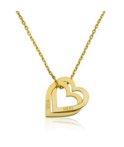 Gümüş Kişiye Özel Kalpler Kolye