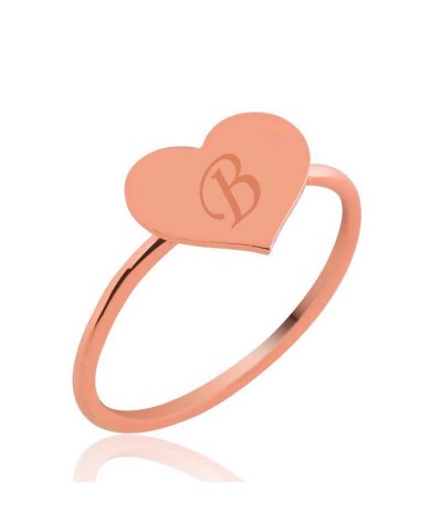 Gümüş Harfli Kalp Bayan Yüzük