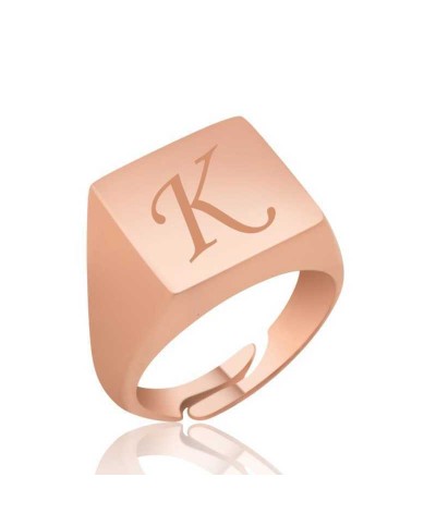 Gümüş Ayarlanabilir Harfli Şovalye Bayan Yüzük