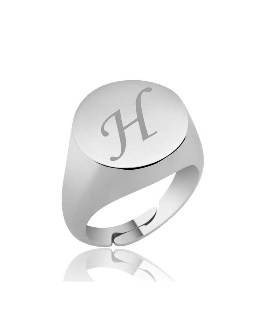 Gümüş  Ayarlanabilir Harfli Şovalye Bayan Yüzük