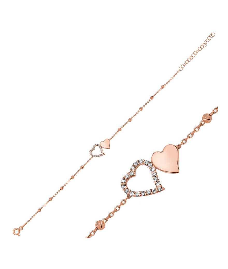 Gümüş Dorissa İki Kalp Bayan Bileklik