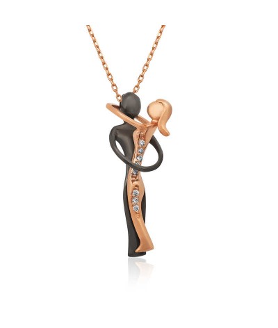 Gümüş Dans Eden Çift Bayan Kolye