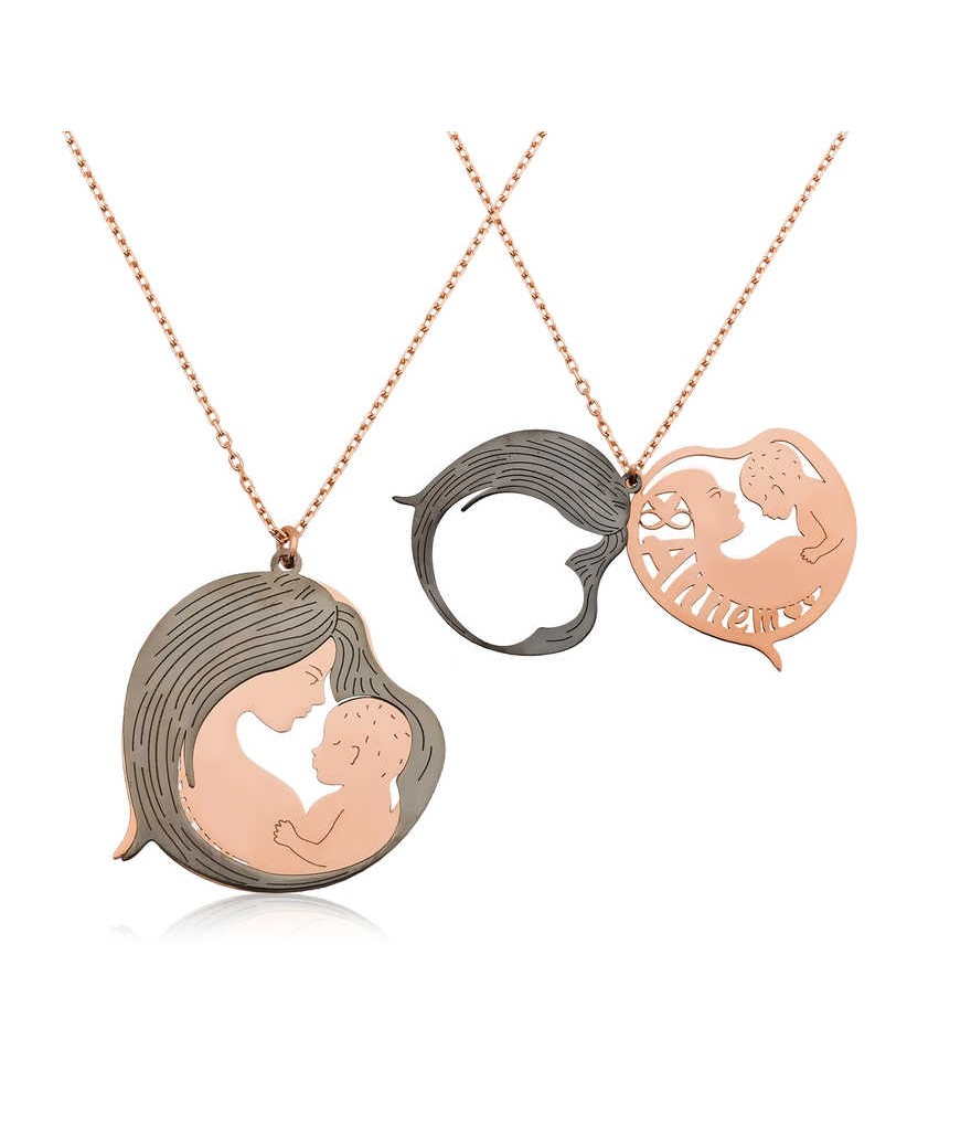 Gümüş Anne ve Bebek Kolye