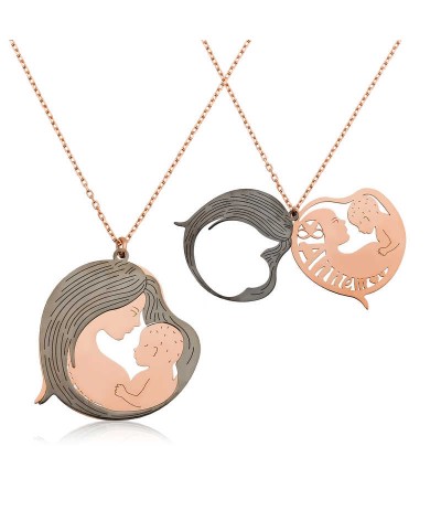 Gümüş Anne ve Bebek Kolye