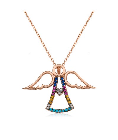 Gümüş Kalpli Melek Bayan Kolye