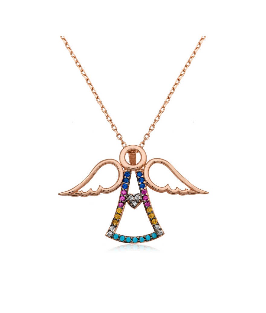 Gümüş Kalpli Melek Bayan Kolye