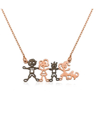 Gümüş Mutlu Aile Kolyesi