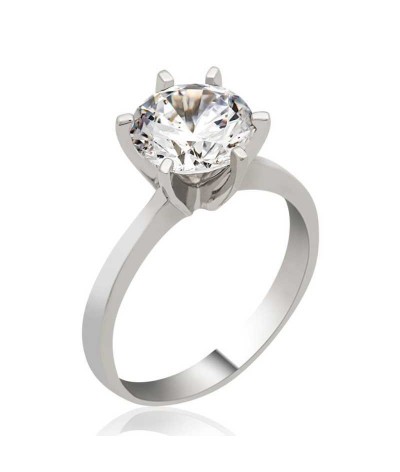 Gümüş Tek Taş Bayan Yüzük