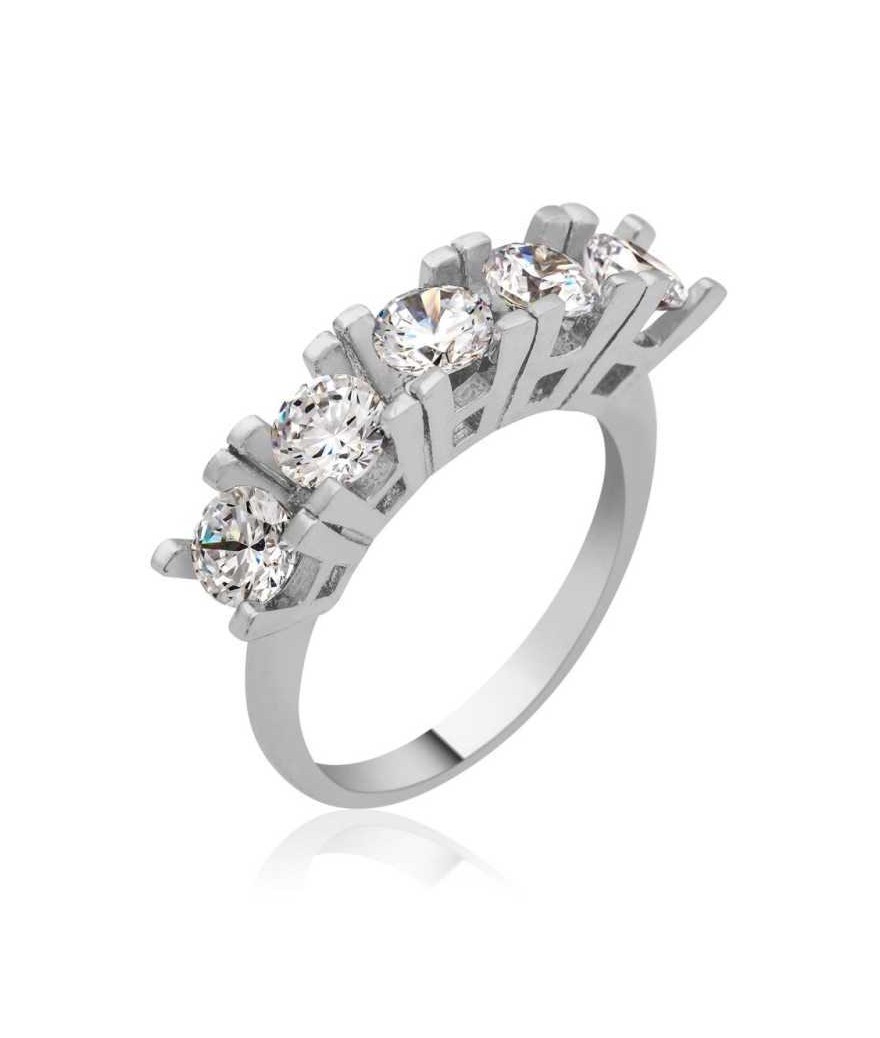 Gümüş 5 Taş Bayan Yüzük