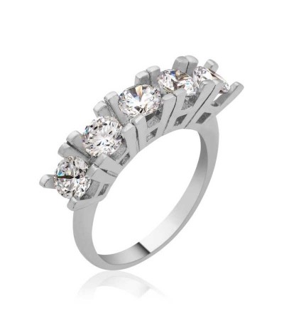 Gümüş 5 Taş Bayan Yüzük