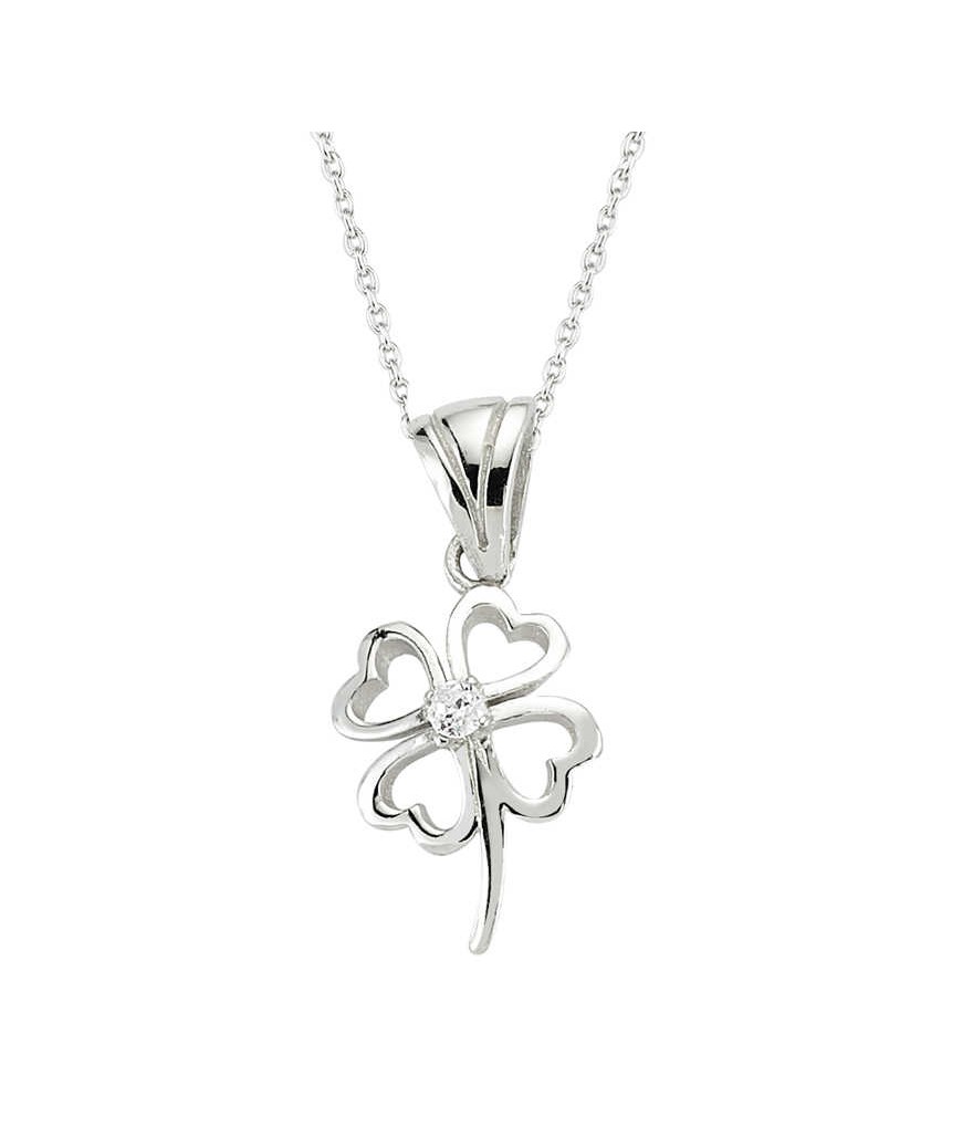 Gümüş Dört Yapraklı Yonca Bayan Kolye