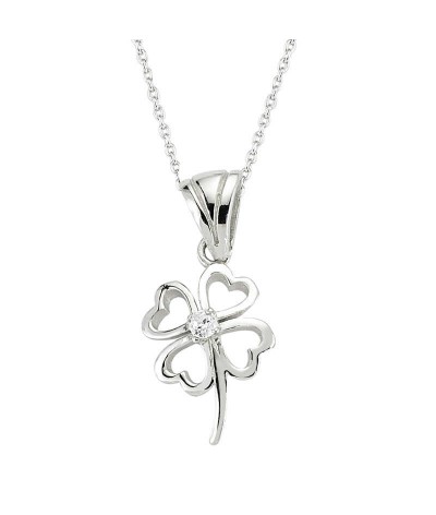 Gümüş Dört Yapraklı Yonca Bayan Kolye
