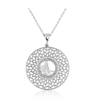 Gümüş Tuğralı Bayan Kolye