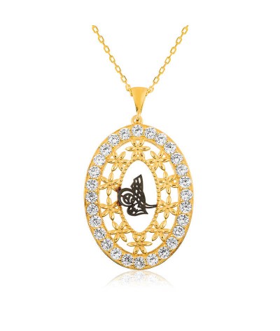 Gümüş Üzeri Altın Kaplama Tuğra Bayan Kolye