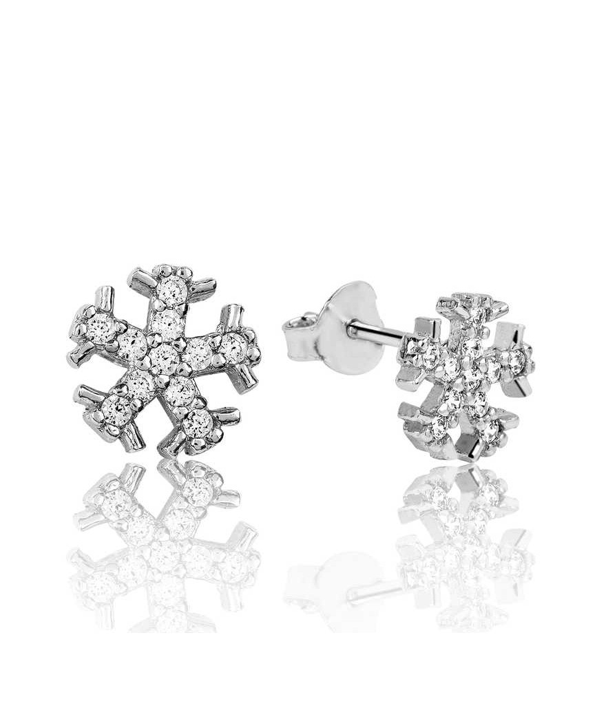 Gümüş Kar Tanesi Çivili Küpe