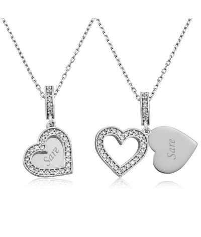 Gümüş İsmin Kalbimde Yazılı Kolye