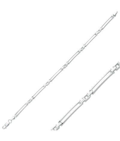 Gümüş İnce Çift Çizgili Erkek Bileklik